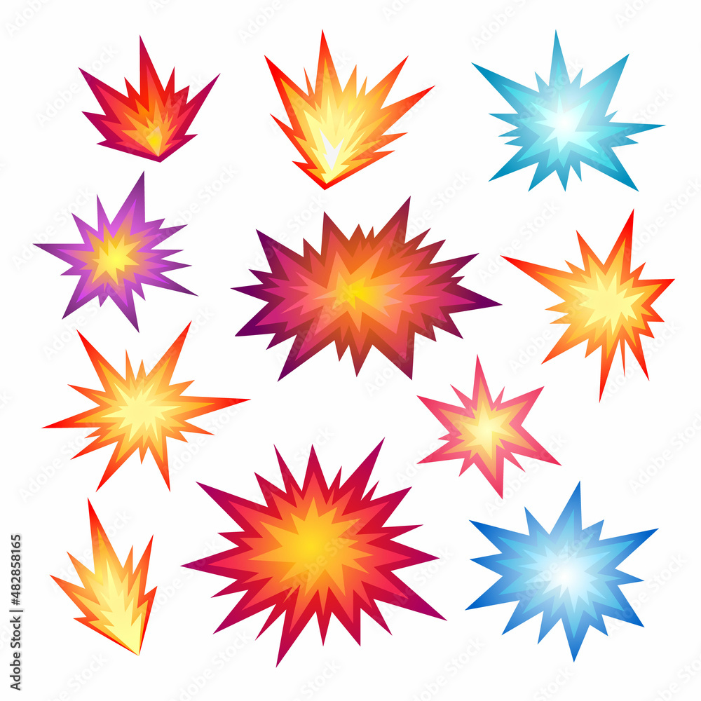 Comic book explosion set, vector illustration Comic book explosion set, vector illustration