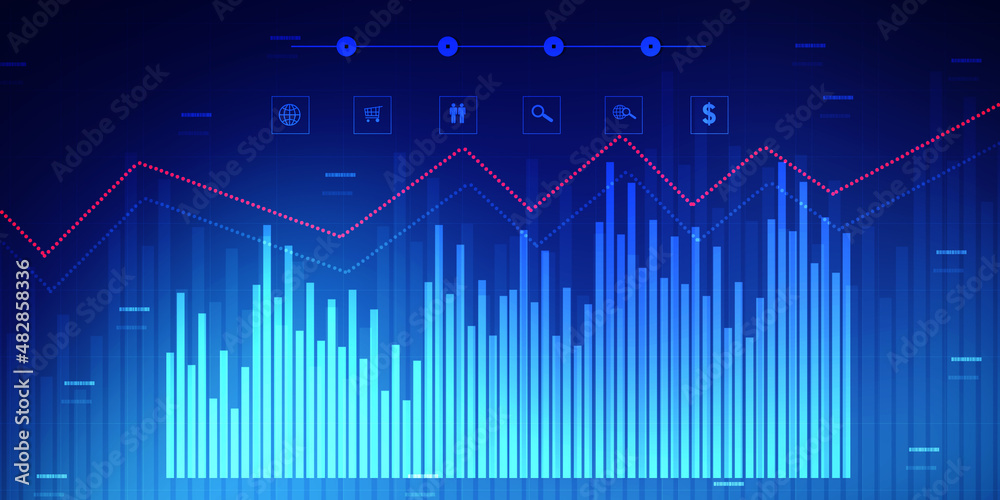 2d rendering Stock market online business concept. business Graph 2d rendering Stock market online business concept. business Graph