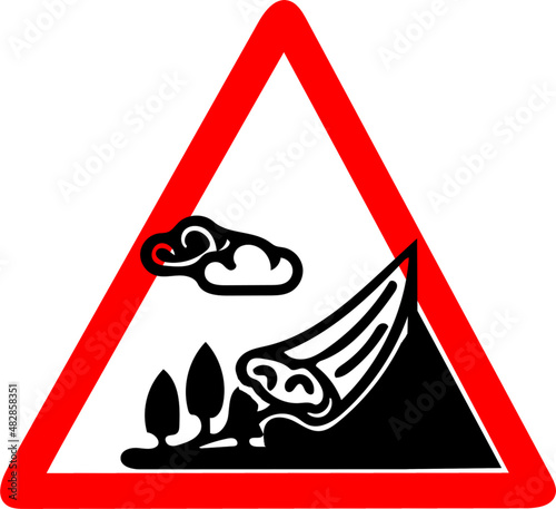 global warming, flood water, flood, loose soil, landslide, landslide triangular red road sign transparent vector