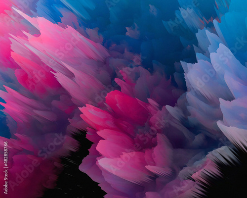 pink and blue abstract 3d background digital painting strong color