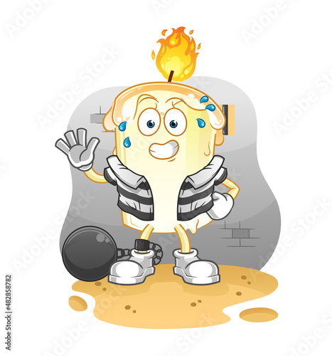 candle criminal in jail. cartoon character