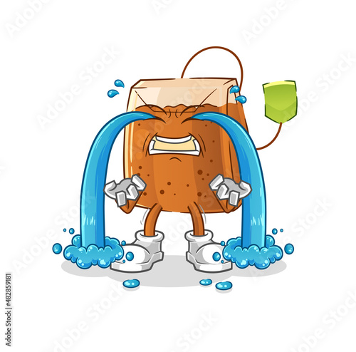 tea bag crying illustration. character vector