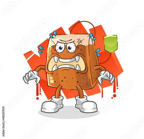 tea bag monster vector. cartoon character
