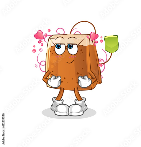 tea bag shy vector. cartoon character