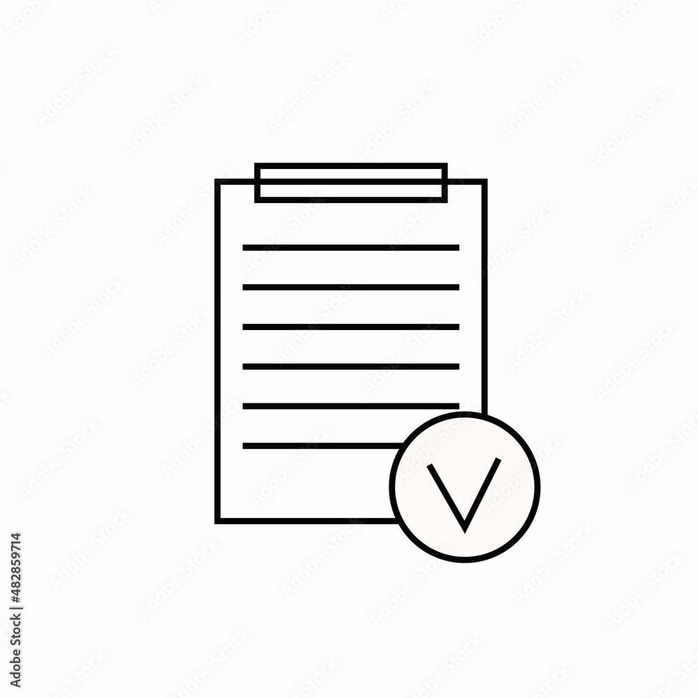 The icon is a black outline of the document on the tablet. Icon for the site. Vector illustration The icon is a black outline of the document on the tablet. Icon for the site. Vector illustration