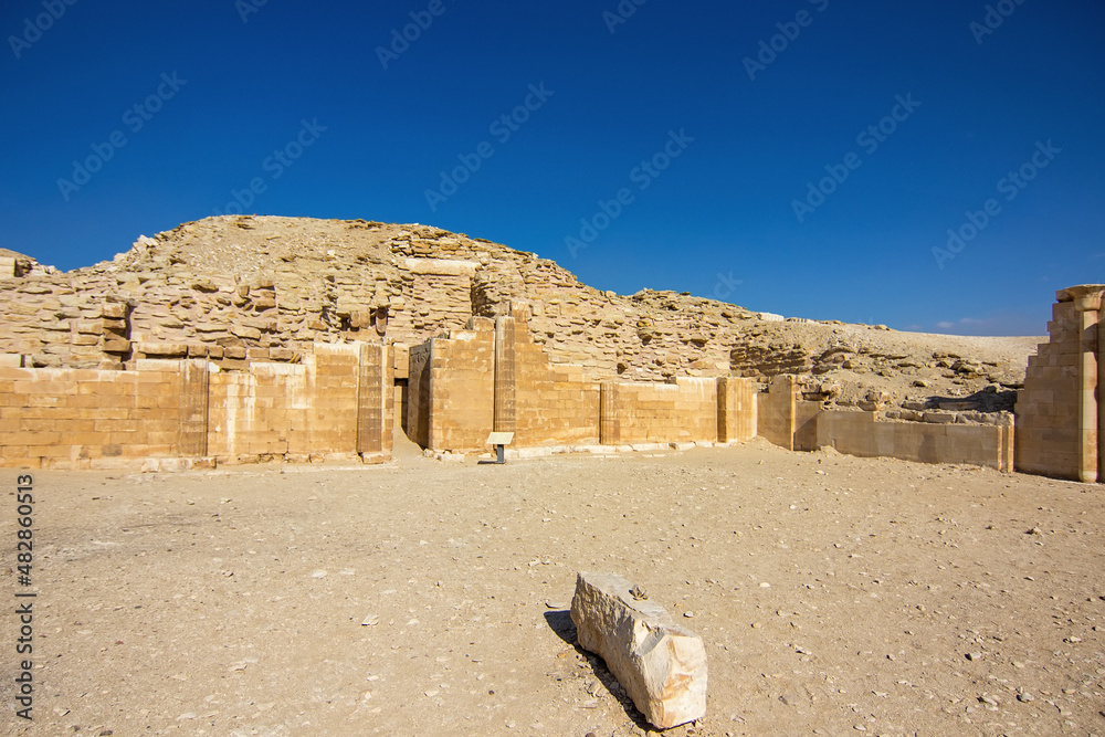 House of North, small courtyard near the oldest egyptian pyramid of Djoser, part of Saqqara necropolis, Egypt, Africa. It was used in the symbolic procedure for celebrating heb-sed