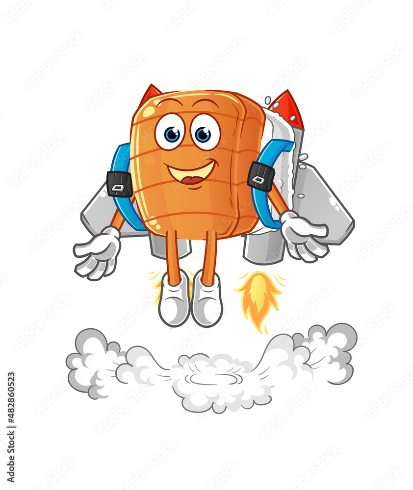 sushi with jetpack mascot. cartoon vector