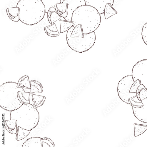 Crepes, thin pancakes. Vector background