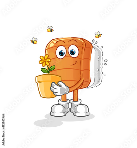 sushi with a flower pot. character vector