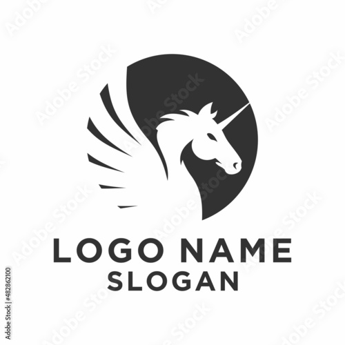 winged unicorn horse vector logo