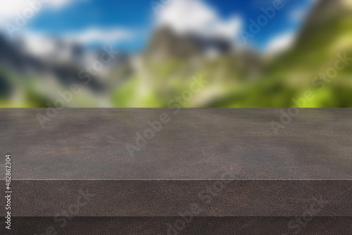 Empty dark stone with bluerd background. you can add text or products for presentation photo