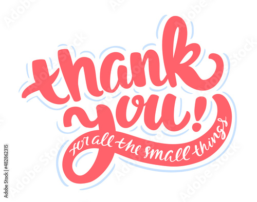 Thank you for all the small things. Vector handwritten lettering card.