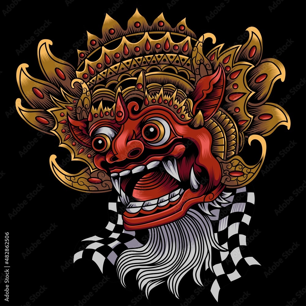Vector illustration of barong bali mask