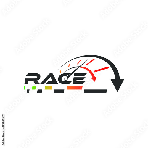 Sport Race logo design speedometer vector