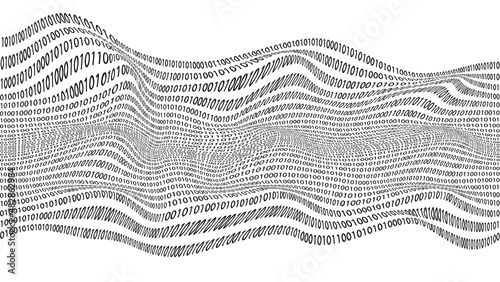 Big data futuristic design . Digital visualization . Particles stream . Binary background . Technology information concept. Flow lines . Vector