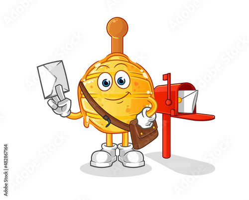 wooden honey dipper postman vector. cartoon character