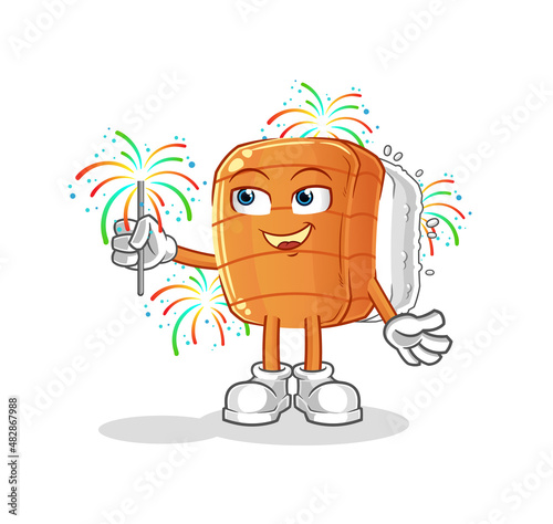 sushi with fireworks mascot. cartoon vector