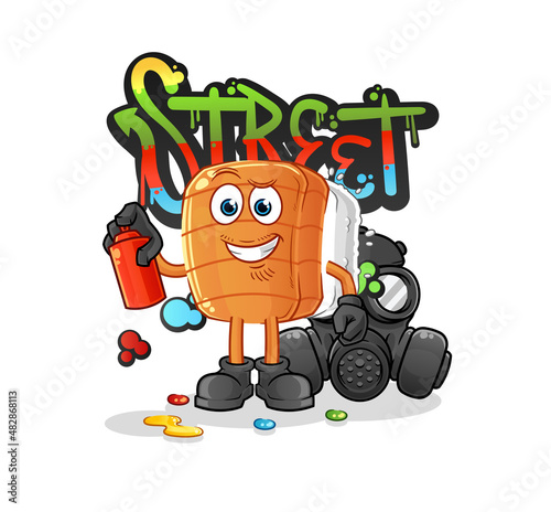 sushi graffiti artist vector. cartoon character
