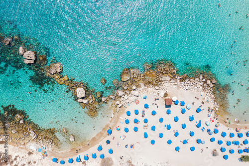 Overhead view of Konnos Bay Beach. Famagusta District, Cyprus