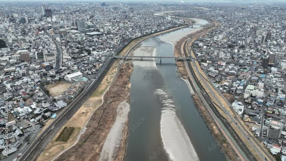 岐阜城 金華山 岐阜市内周辺の風景 ドローン空撮 岐阜城 金華山 岐阜市内周辺の風景 ドローン空撮