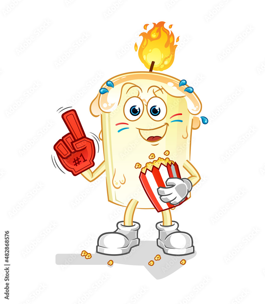 candle fan with popcorn illustration. character vector candle fan with popcorn illustration. character vector
