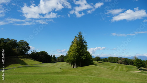 Golf field and blue sky