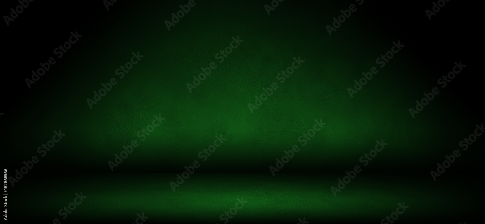 Green concrete room background. empty three dimensional backdrop for mock up