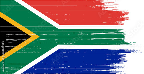 South Africa  flag with brush paint textured isolated  on png or transparent background,Symbol of South Africa ,template for banner,promote, design, and business matching country poster, vector