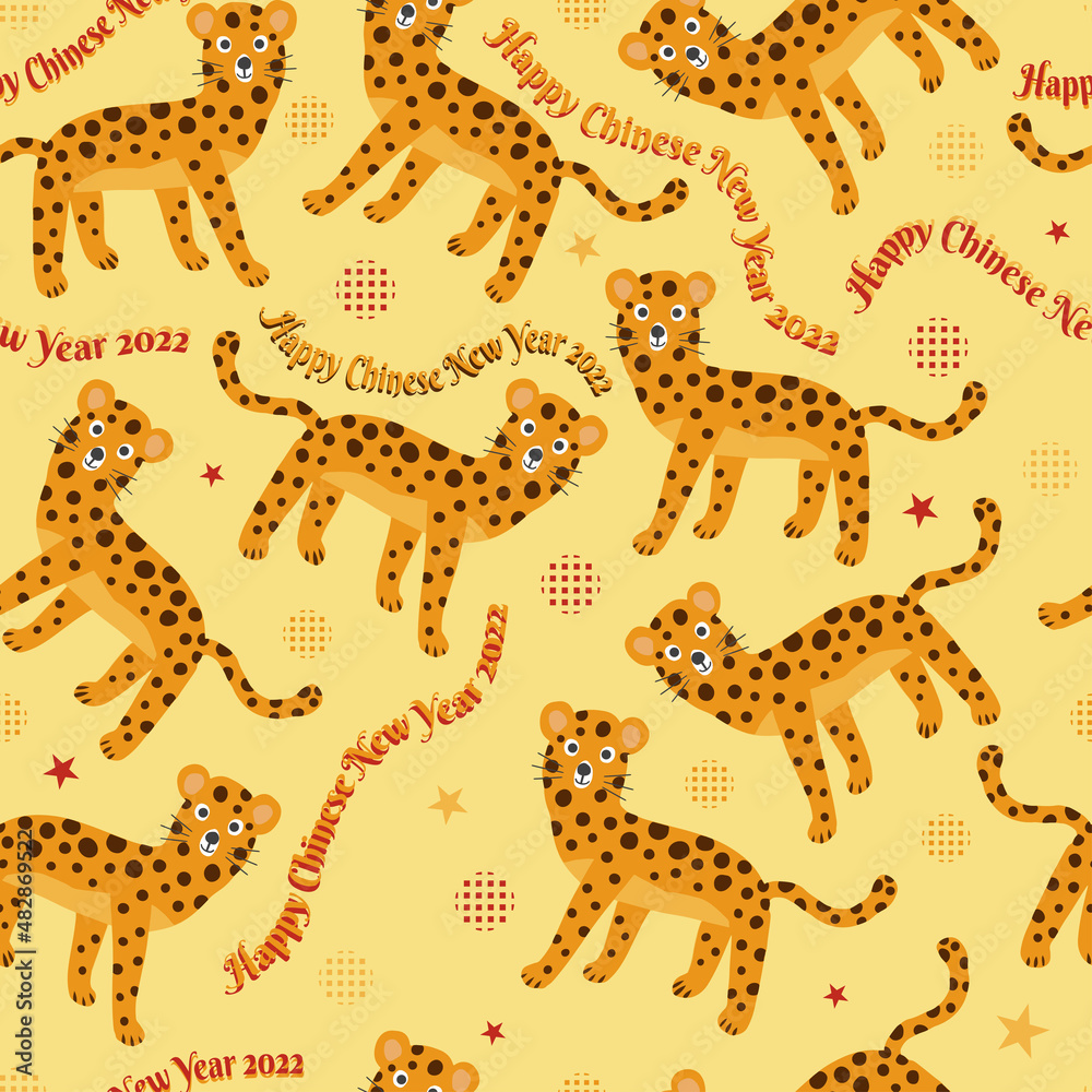 seamless Chinese new year pattern background with doodle hand draw tiger and words , new year card seamless Chinese new year pattern background with doodle hand draw tiger and words , new year card