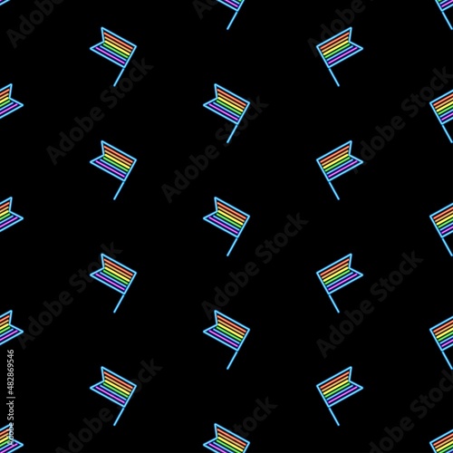 lgbt flag seamless pattern, bright vector illustration on black background.