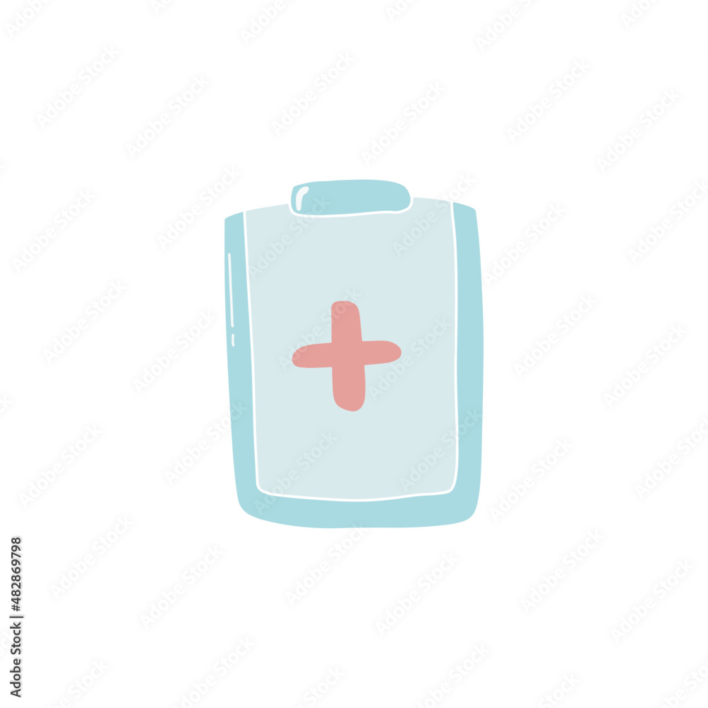 Fototapeta premium medical clipboard flat doodle hand drawn