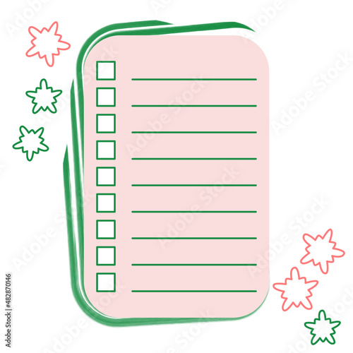 To-do checklist on a pink framed green abstract background.