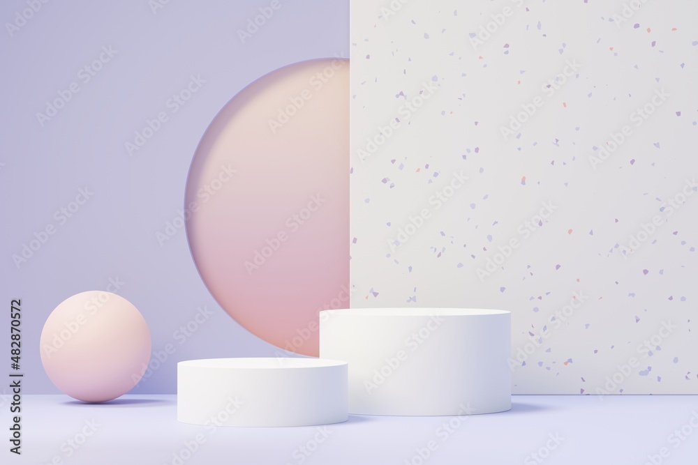 3d render of Beauty podium with Very Peri color of the year 2022 design for product presentation and advertising. Minimal pastel sky and Dreamy land scene. Romance concept. 3d render of Beauty podium with Very Peri color of the year 2022 design for product presentation and advertising. Minimal pastel sky and Dreamy land scene. Romance concept.