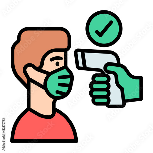 forehead temperature Color line icon