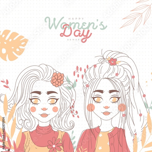 International women's day illustration with profile of woman