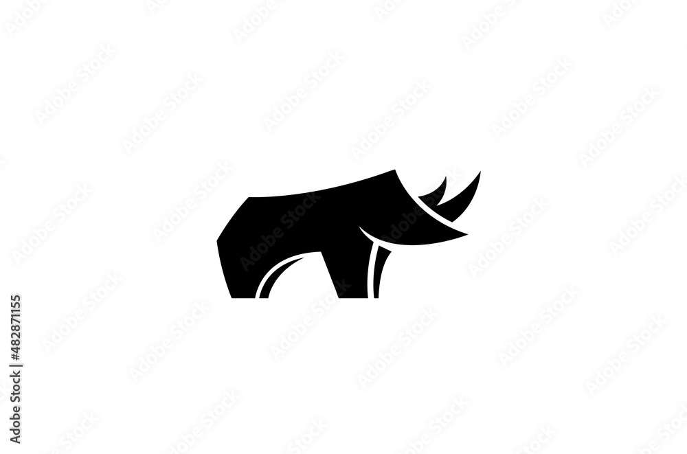 Fototapeta premium creative black rhinoceros logo design vector symbol illustration