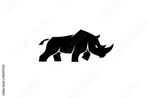 Photo creative black rhinoceros logo design vector symbol illustration