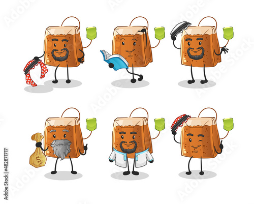 tea bag arab character. cartoon mascot vector