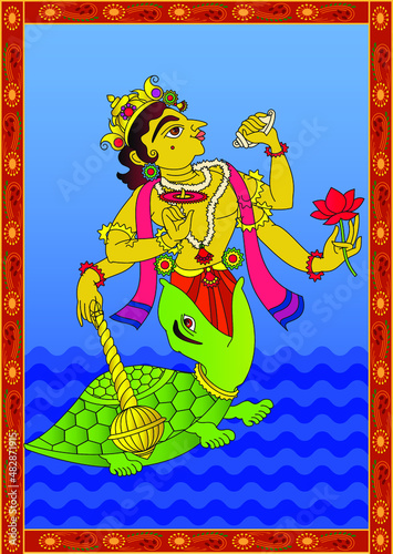 'Kurma' The ten incarnations of Lord Vishnu, 'Dashavtar' from Hindu Mythology. which he took to save the world from evil forces