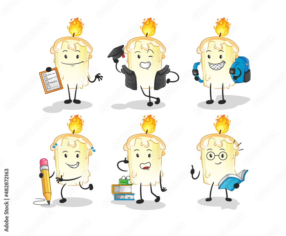 candle education set character. cartoon mascot vector candle education set character. cartoon mascot vector