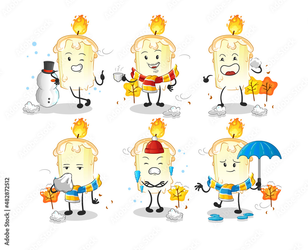 candle in cold weather character mascot vector