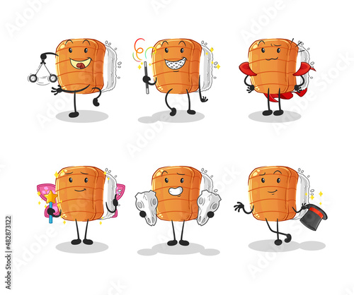 sushi magic group character. cartoon mascot vector