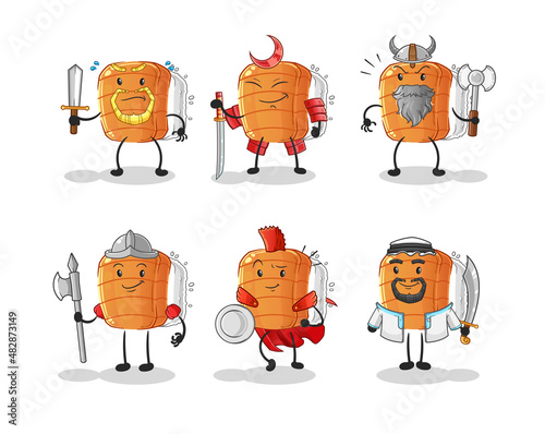 sushi warrior group character. cartoon mascot vector