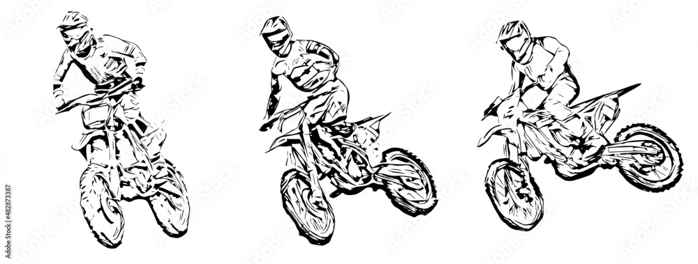 Motocross Jump silhouette Vector isolated on white background.
