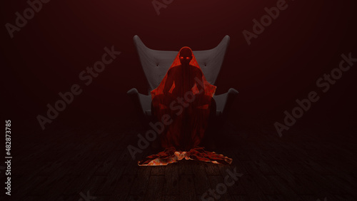 3d Illustration of a demon with glowing eyes photo