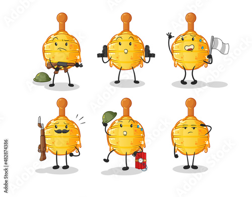 wooden honey dipper troops character. cartoon mascot vector