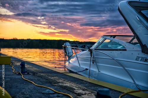 Boating on a lake during sunset © David