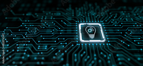 Business Innovation technology concept. Virtual button on screen.