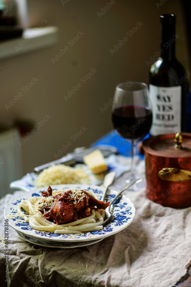 Rabbit rague with pasta..style rustic