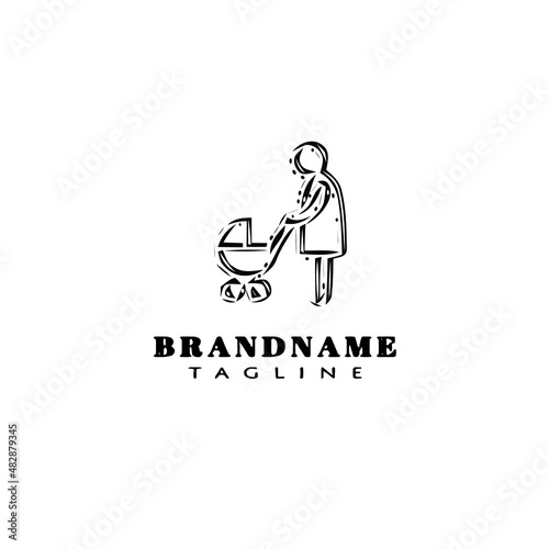 baby sitter logo cartoon icon design template black isolated vector illustration